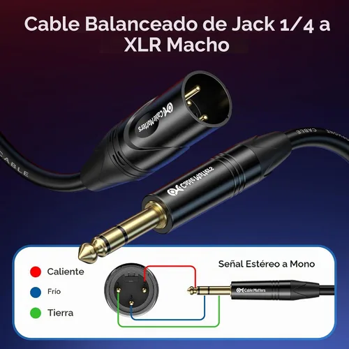Vista 2 de Cable Matters 6.35mm (1/4") cable TRS a XLR (macho a macho)