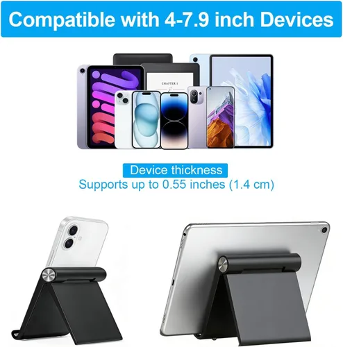 Vista 5 de Soporte para teléfono celular, soporte para teléfono celular, soporte ajustable para teléfono de escritorio, soporte plegable para teléfono móvil