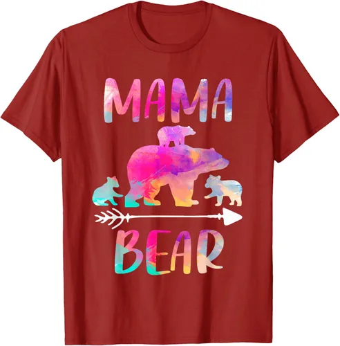 Vista 23 de Bear Matching Family Outfits, Funny Mama Bear Three Cubs T-Shirt Negro