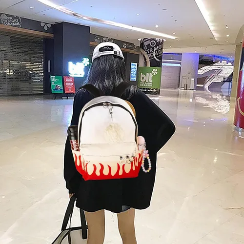 Vista 8 de Mochila de anime japonés para escuela, universidad, al aire libre, mochila grande para niñas, niños y estudiantes, mochilas de viaje, Rojo