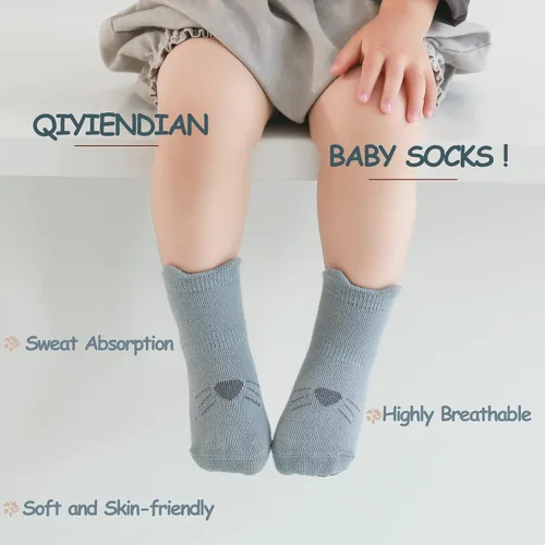 Vista 5 de QIYIENDIAN 5 pares de calcetines con agarres, calcetines antideslizantes para bebés y niños