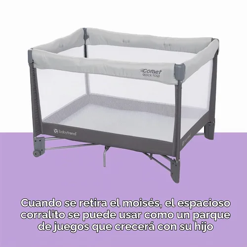 Vista 3 de Baby Trend Comet - Corral plegable rápido con moisés colgante, color gris desierto
