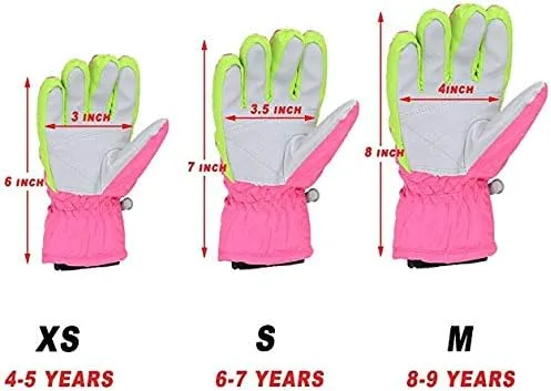 Vista 2 de HILEELANG Guantes de esquí de nieve para niños y niñas, impermeables, para invierno, para exteriores, para clima frío, guantes de snowboard