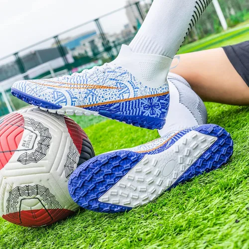 Vista 6 de Zapatos de fútbol para hombre y mujer, zapatos de fútbol con suela dorada, zapatos de fútbol para estudiantes, zapatos de entrenamiento de hierba