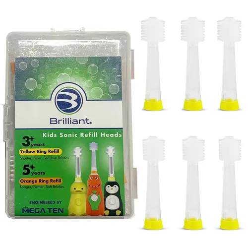 Vista 9 de Brilliant Oral Care Kids Sonic - Cabezales de repuesto suaves para niños a partir de 5 años, naranja, paquete de 2