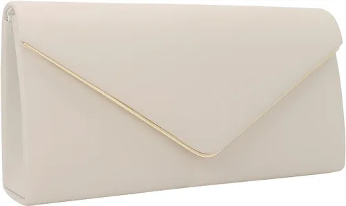 Vista 2 de Bolso de mano clásico de cuero vegano con sobres, bolso de noche plegable