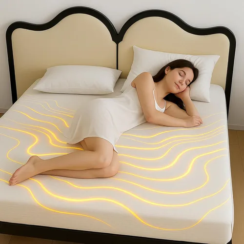 Vista 12 de Sábanas de cama Grounding - 90% algodón orgánico y 10% fibra plateada conductora, sábana bajera ajustable de bolsillo profundo con cable de conexión