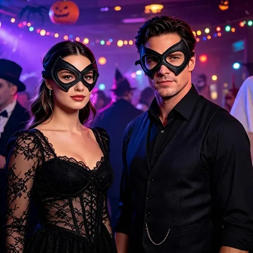 Vista 6 de Paquete de 2 máscaras de gato para mujer, disfraz de Halloween