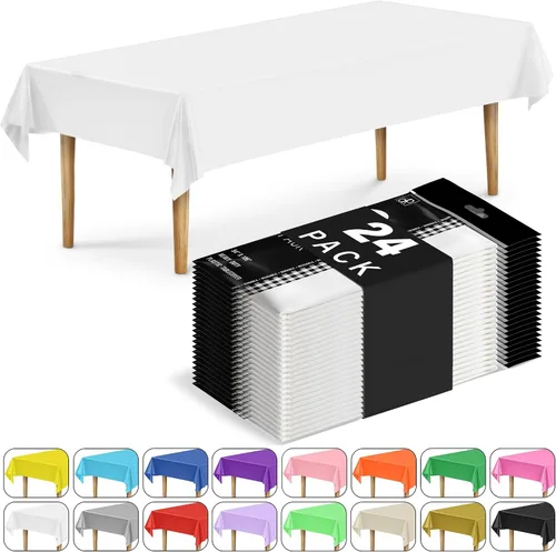 Vista 28 de DecorRack 2 Manteles rectangulares de plástico libres de BPA, 54 x 108 pulgadas, mantel de mesa para comedor, mantel rectangular para fiestas