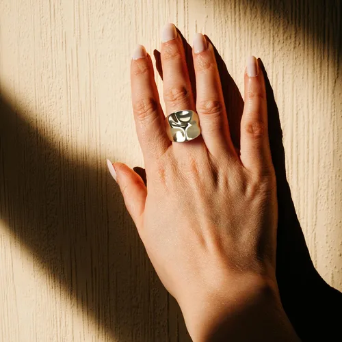 Vista 2 de Anillos de oro para mujer, chapados en oro de 18 quilates, anillos gruesos para regalo
