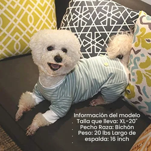 Vista 7 de KYEESE Pijama a rayas para perros pequeños, mameluco elástico para uso 01# Rayas verdes