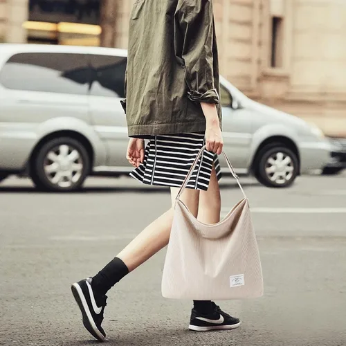Vista 6 de KALIDI Bolso de mano de pana para mujer, estilo casual, con cremallera, grande, bandolera, bolso de hombro, bolso de trabajo a la moda para mujer
