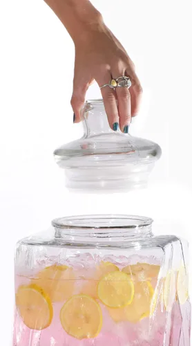 Vista 7 de Glacial Ice Design - Dispensador de bebidas de vidrio con espita SS y soporte, 2.5 galones