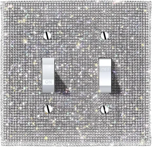 Vista 9 de Cubierta de interruptor de diamantes de imitación dorada brillante - Placa de interruptor de luz con purpurina