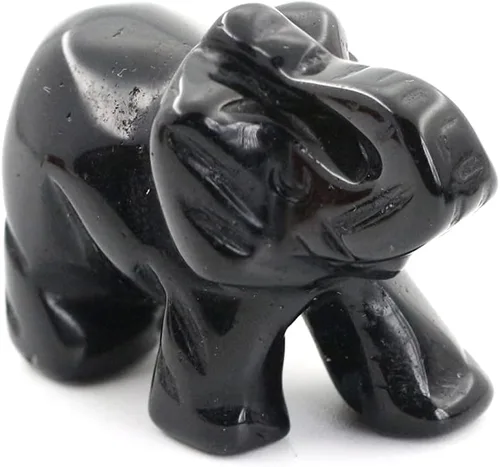 Vista 13 de Estatua de elefante de cristal de piedra de sangre de África, estatua de elefante de bolsillo de 1.5 pulgadas para curación Reiki, regalo