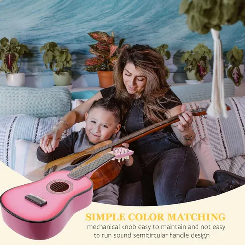 Vista 7 de Kisangel - Guitarra acústica de madera de tilo de 23.11 pulgadas, 6 cuerdas, para principiantes, para niños de 5 a 9 años, instrumento musical
