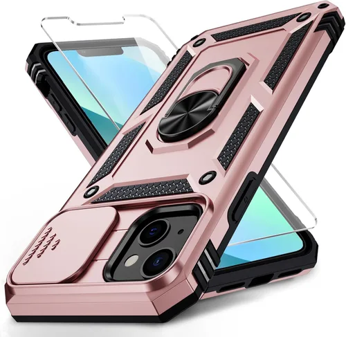 Vista 10 de Funda para iPhone 13 Mini con cubierta para lente de cámara, protector de pantalla HD, protección contra caídas de grado militar de 10 pies, soporte