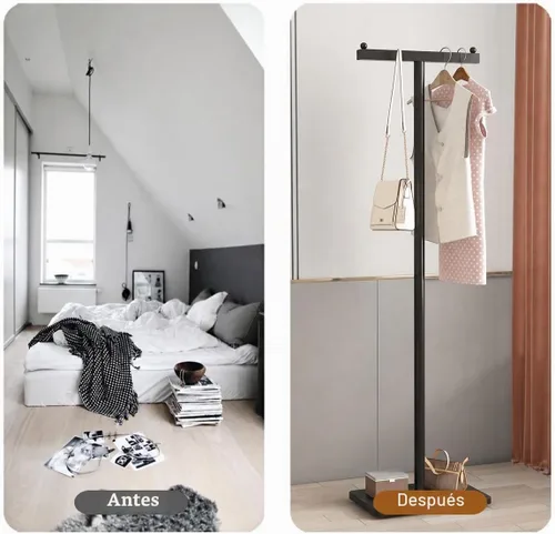 Vista 4 de Percheros independientes con base de mármol, soporte de ropa resistente para entrada, dormitorio, sala de estar, boutiques, 15.7 pulgadas de largo