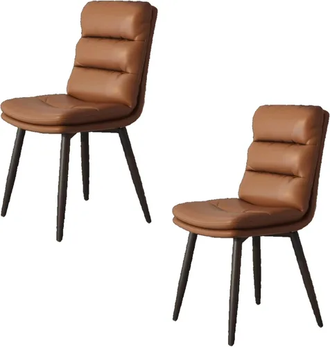 Vista 21 de Upholstered Dining Chairs Set of 4, Leather Kitchen Chair with Metal Legs, Dining Room Kitchen Chair with Back for Brown