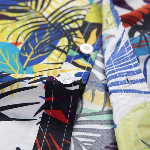 Vista 8 de Chaos World Camisas hawaianas para hombre con estampado casual de manga corta con botones