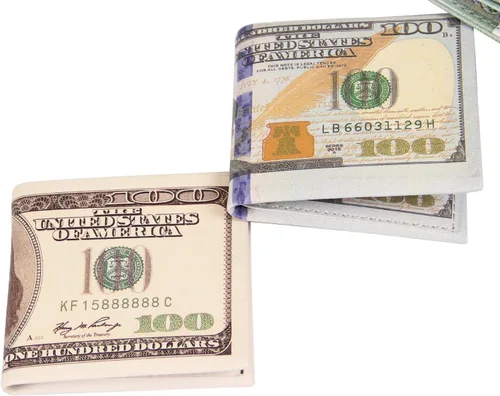Vista 6 de Billetera de piel con diseño de billete de dólar con bolsillos plegables portatarjeta de crédito portafotos de LUI SUI 100 dorado 4331224119
