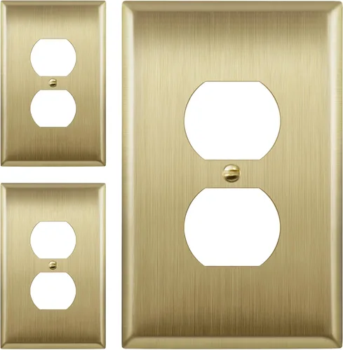 Vista 19 de LIDER Placa de pared de metal para receptáculo dúplex, cubierta de salida de acero inoxidable, resistente a la corrosión, tamaño mediano de 1