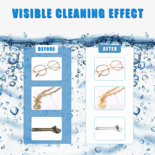 Vista 5 de Máquina de limpieza ultrasónica profesional de 67.6 fl oz con temporizador, máquina de limpieza ultrasónica para gafas, anillos, aretes, collares