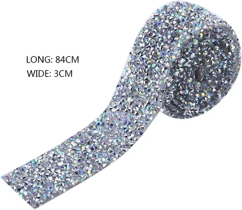 Vista 7 de 1 yarda 1.2 in ancho brillante pegamento trasero cristal Rhinestone cinturón de bandas decorativas (color AB)