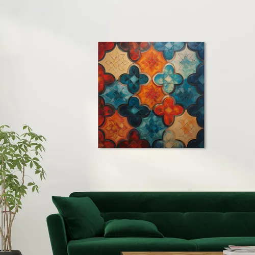 Vista 4 de Wynwood Studio Lienzo abstracto y contemporáneo envuelto – Quadro di Mosaico I, arte de pared para sala de estar, dormitorio y baño, 30 x 30