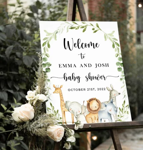 Vista 21 de Letrero de bienvenida editable para baby shower, letreros de baby shower, decoración de baby shower, soporte de letrero de baby shower, letrero