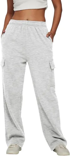 Vista 3 de Cargo Sweatpants for Women Casual Fleece Lined Joggers High Waisted Sweat Pants with Pockets