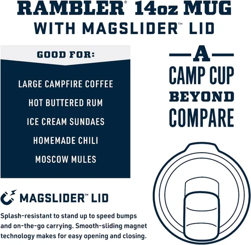 Vista 3 de YETI Rambler - Taza apilable de 14 onzas, aislada al vacío, acero inoxidable con tapa MagSlider, acero inoxidable