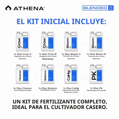 Vista 2 de Athena Blended Line - Kit de iniciación de nutrientes Solución completa de nutrientes y fertilizantes de 8 partes