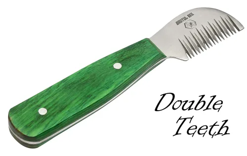 Vista 2 de Bee - Juego de 5 cuchillos de aseo para perros con mango de madera, juego de 5 cuchillos antideslizantes de acero inoxidable para aseo de perros