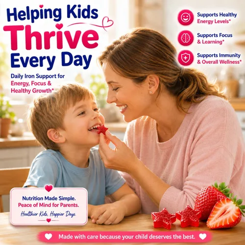 Vista 7 de Gomitas suaves de hierro para niños, hierro con vitamina C, D B12, zinc