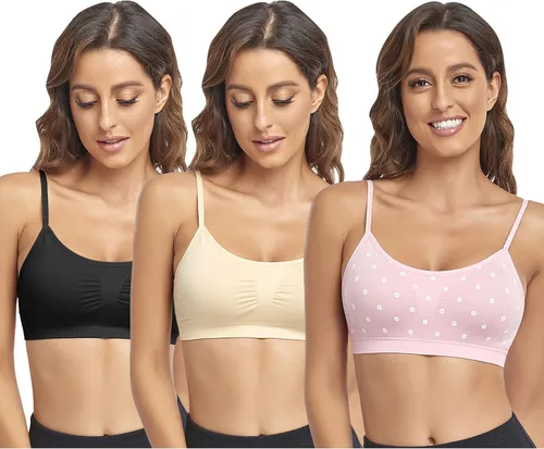 Vista 6 de Litthing Bralettes Padded for Women Cami Strap Bra Seamless Sportsbra Wireless Comfort Yoga Lightly T-Shirt Tank Tops