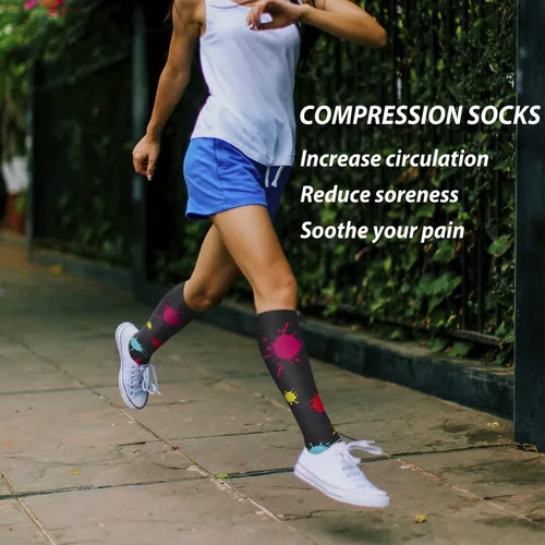 Vista 2 de CTHH 57 pares de calcetines de compresión para la circulación de mujeres y hombres, el mejor apoyo para correr, atletismo, enfermería, viajes