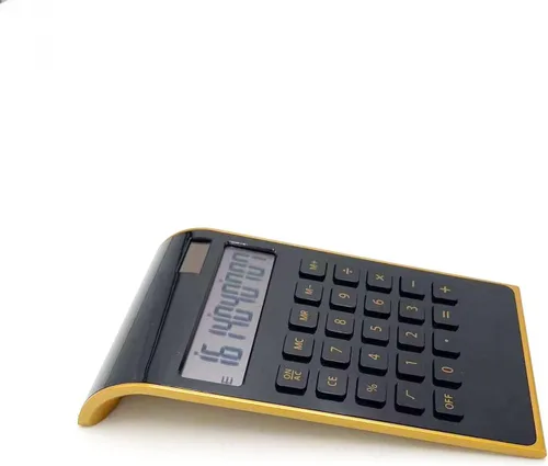 Vista 4 de Solar Gold Función estándar Escritorio LCD Calculadora de 10 dígitos para oficina, hogar (negro)