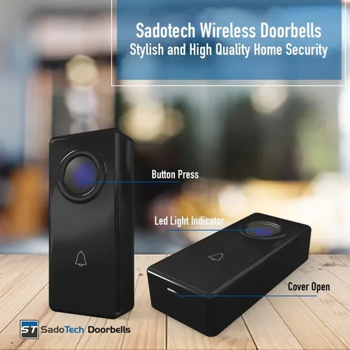 Vista 6 de Kit de timbre inalámbrico SadoTech: Timbre inalámbrico Crosspoint para el hogar con transmisores y receptores para pulsar; resistente al agua