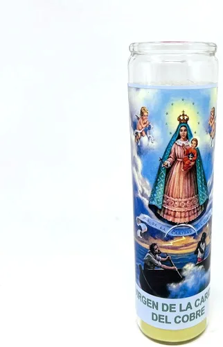 Vista 7 de Virgen de la caridad del cobre veladora de rezo sin fragancia 14 oz vaso grande una pieza vela de oración de una pieza 14 oz de vidrio alto oración