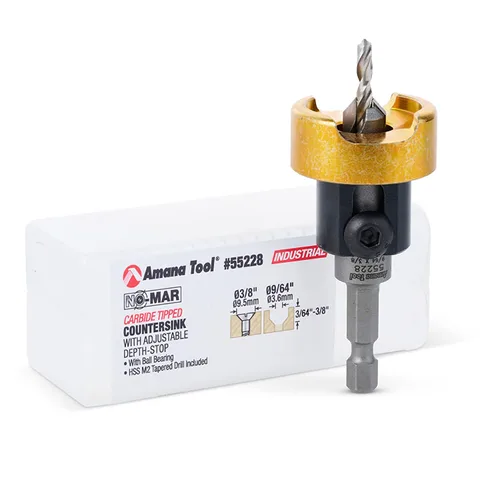 Vista 12 de Amana Tool Avellanador de 82 Grados con Broca con Tope de Profundidad y Rodamiento de Bolas Sin Empuje, 55242, 1/2 D x 3/16 Diámetro de Broca x