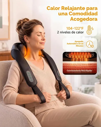 Vista 4 de Masajeador inalámbrico de cuello y hombros Snailax 4D Negro A