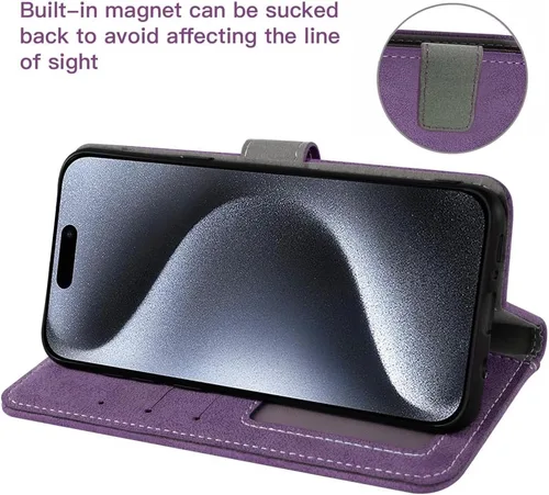Vista 4 de Asuwish Funda compatible con iPhone 15 Pro Max de 6.7 pulgadas y protector de pantalla de vidrio templado, ranura para tarjetero, funda