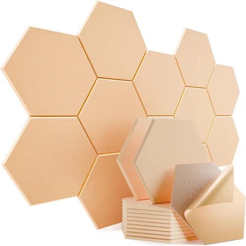 Vista 95 de Paquete de 12 paneles acústicos autoadhesivos de 12 x 10 x 0.4 pulgadas, paneles de espuma a prueba de sonido con alta densidad, elegante diseño