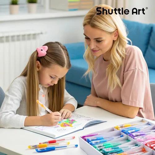 Vista 5 de Shuttle Art Bolígrafos de gel, paquete de 180 bolígrafos de gel, 12 colores surtidos a granel para adultos, libros de colorear, dibujo, garabatos