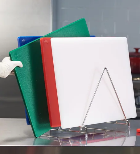 Vista 11 de CURTA Paquete de 4 tablas de cortar para cocina, 18 x 12 x 0.5 pulgadas, 4 piezas (blanco, rojo, verde, azul) Tabla de cortar de plástico codificada