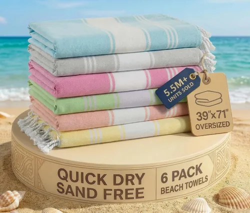Vista 73 de LANE LINEN - Paquete de 4 toallas de playa de gran tamaño, toalla de piscina prelavada, extragrande, de secado rápido y sin arena, toalla de viaje