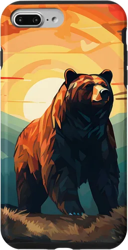 Vista 11 de Funda para iPhone 11 Bear Retro Sunset Forest Spirit Animal