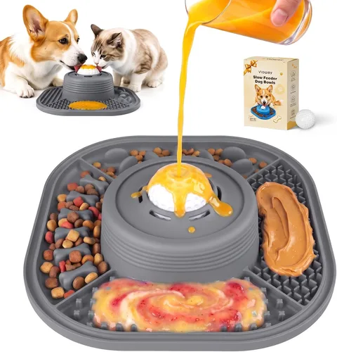 Vista 10 de VIOWEY Cuenco de alimentación lenta 3 en 1 para perros, comedero Azul