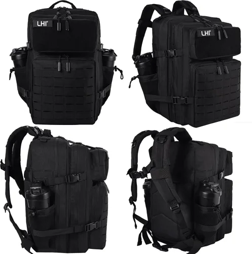 Vista 2 de LHI - Mochila táctica militar para hombre, 25/45 L, mochila grande Molle del ejército, mochila de asalto de 3 días, para senderismo